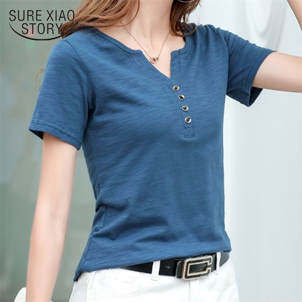 

harajuku summer cotton solid short sleeve t-shirt women t-shirts female loose casual simple bottoming shirts 9694 210510, White