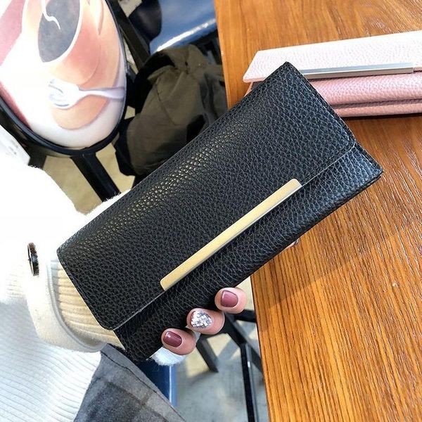 

wallets girl's wallet long section 2021 korean fashion lady holding simple personality trend wild multi-card position, Red;black