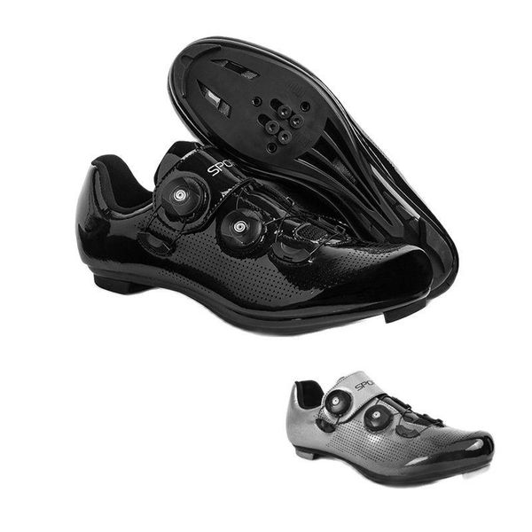

professional athletic bicycle shoes ads cycling men self-locking road bike women sneakers breathable leather footwear, Black