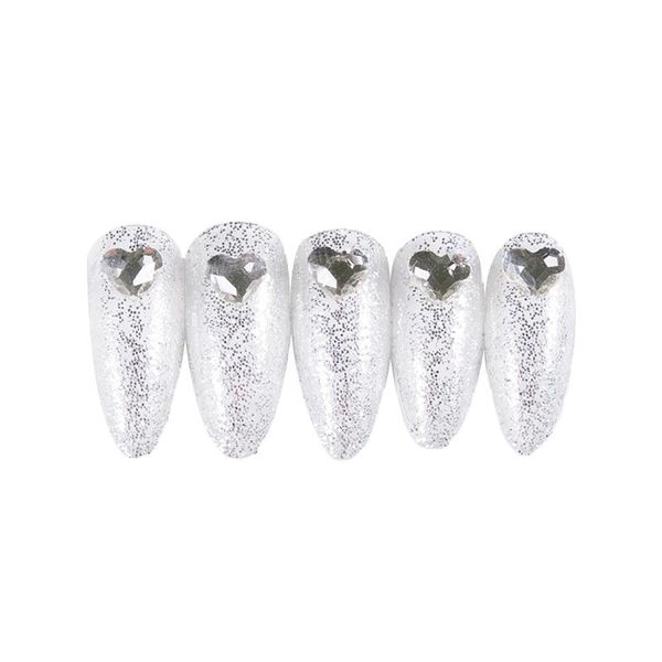 

false nails adhesive nail beauty deocr with heart shaped rhinestone detachable attractive fashion glue stype for wedding party soyw889, Red;gold
