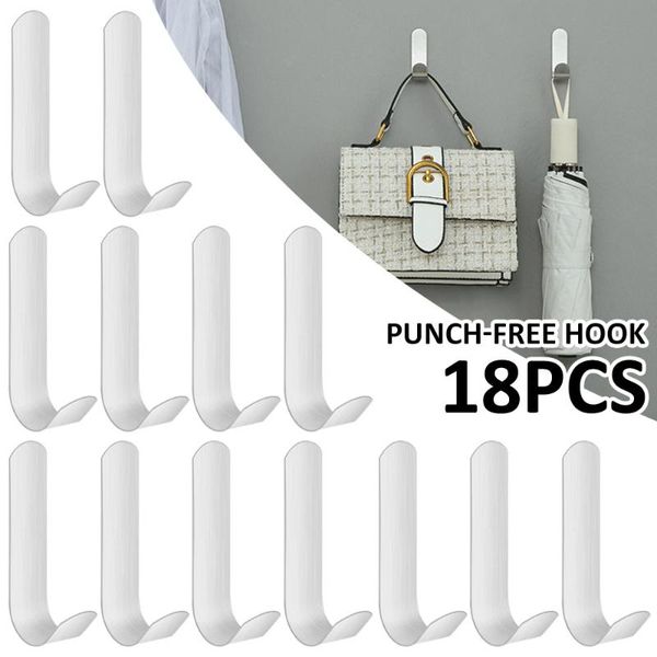 

hooks & rails 18pack self adhesive wall-mounted multi-purpose sticky no drilling set bathroom kitchen office
