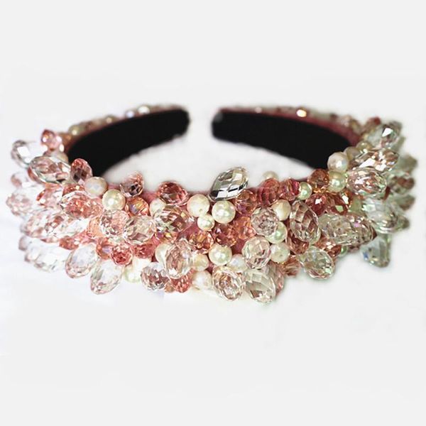

hair clips & barrettes luxury baroque crown tiaras crystal beads shiny water drop bands wide headbands wedding jewelry party accessories, Golden;silver