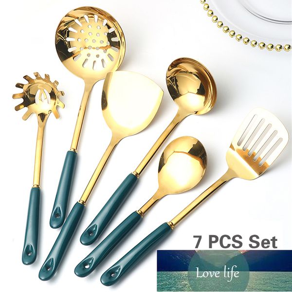 Set da 7 pezzi Utensili da cucina per la casa in acciaio inossidabile Set completo di spatola Cucchiaio Set di utensili da cucina Set da cucina pala antiaderente