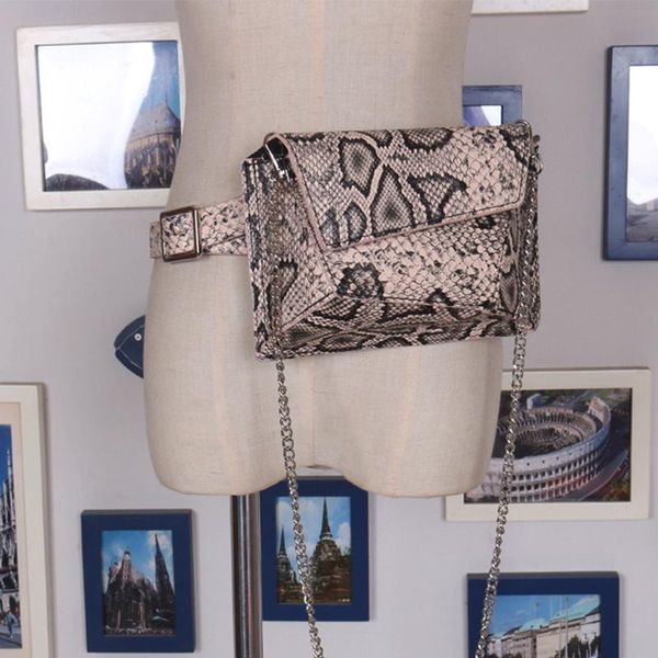 

waist bags cool snake print belt bag lrregular pu leather color combination lipstick four seasons women's fanny