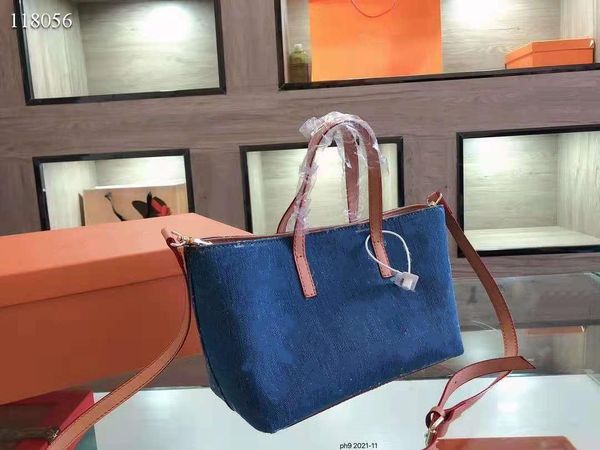 

designer women's shoulder bag denim fabric portable size 24cm