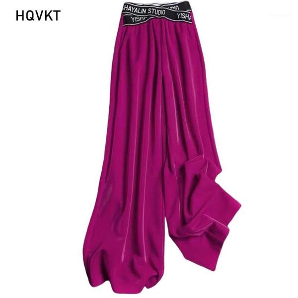 

women's pants & capris summer chic wide leg women thin elastic loose long letter famme trousers solid joggers clothes soft streetwear h, Black;white