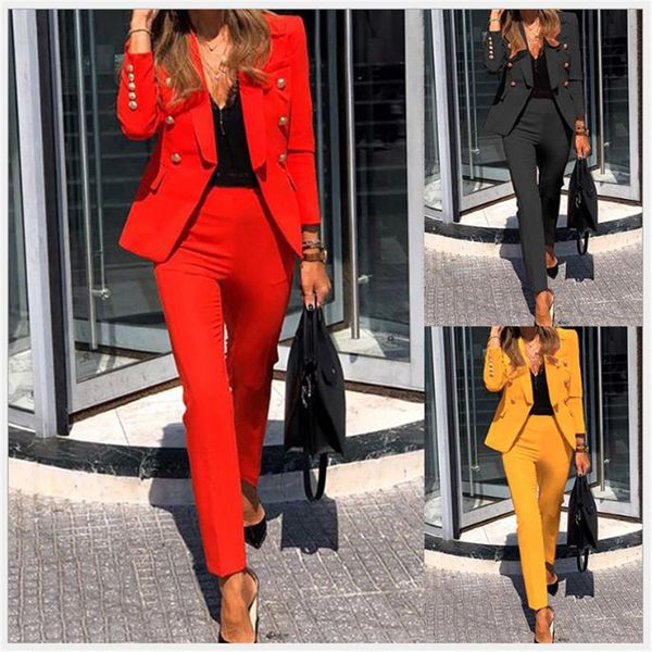 

capris of women cardigan button down pencil pants suit two sets lady in uniform clothes, Black;white
