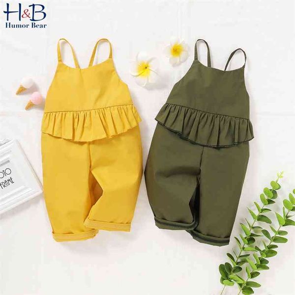 

girls jumpsuit summer floral overalls for girl harem pants korean palysuit 210611, Blue