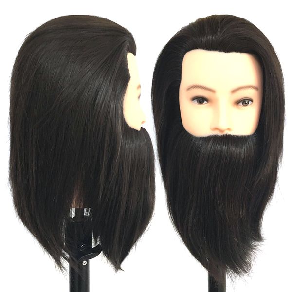 

beautymalemannequinheadwith90%synthetichairforcuttingpracticehairdresserhairstylessalonschooltrainingheadfactory direct, Black