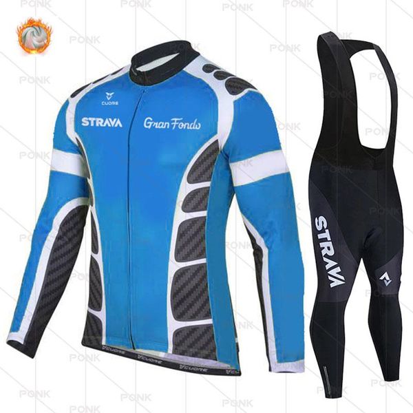 

racing sets winter thermal fleece cycling jersey 2021 strava riding sport wear mtb bike clothing men pro team jerseys, Black;blue