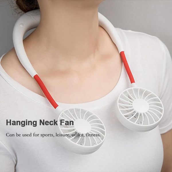 

electric fans hanging neck fan rechargeable with batteries cooling foldable home office outdoor for sports & led light