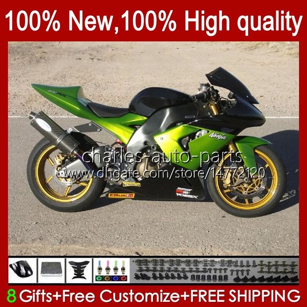 Body Kit OEM para Kawasaki Ninja ZX1000C ZX 10 R1000 CC ZX1000 04-05 Bodywork 9No.57 ZX 10R 1000CC ZX10R 04 05 ZX-10R ZX1000CC 2004 2005 Motocicleta Fearding Green Stock