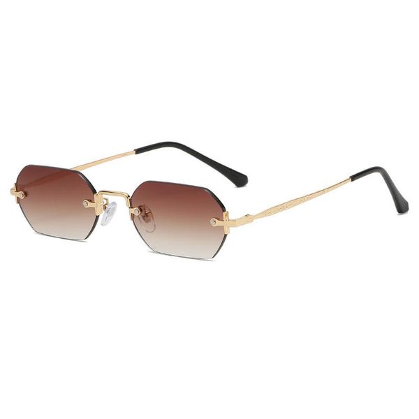 

sunglasses women's personality small frame polygonal trendy fashion rimless men street driving glasses, White;black
