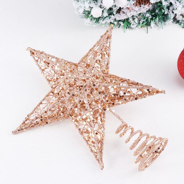 

christmas decorations 2pcs tree iron star er glittering decoration ornaments (1pc 20cm rose gold, 1pc 25cm gold)