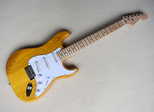 

natural wood color 6 strings electric guitar with ash body,maple fretboard,can be customized