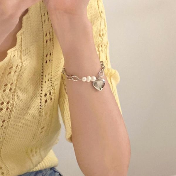 

link, chain bohemian silver color love heart pendant bracelet for women multilayer 2021 fashion jewelry, Black