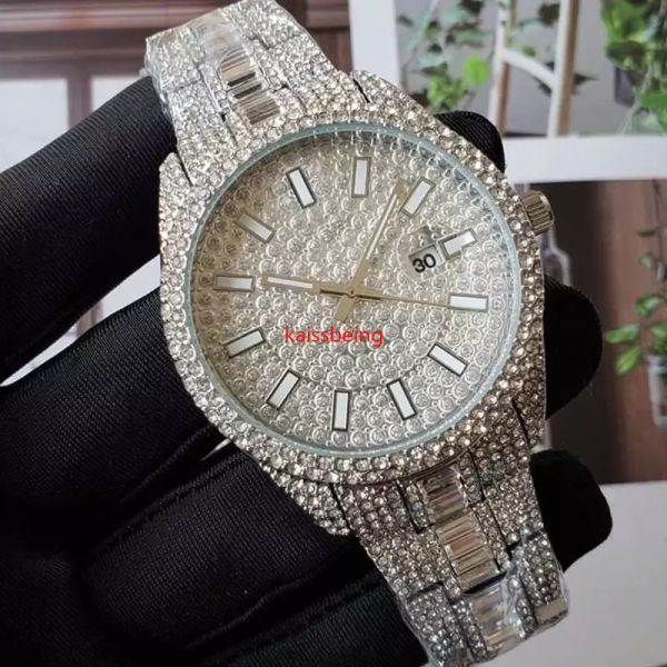 2021 роскошные моды мужские алмазные часы розовый золотой календарь золотой браслет складной зажим мастер дизайнер мужчин часов