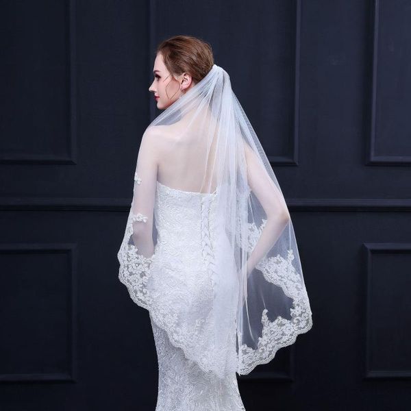 

bridal veils design wedding soft tulle veil white appliques for accessories, Black