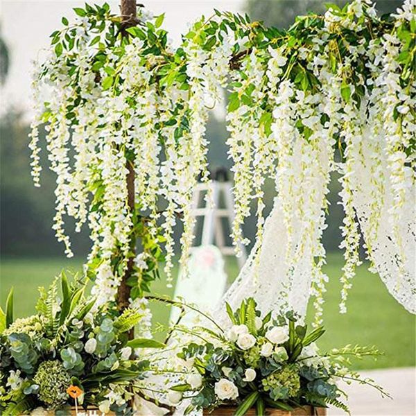 

decorative flowers & wreaths 1pc wisteria artificial vine garland wedding arch decor silk ivy home party garden wall hanging foliage rattan