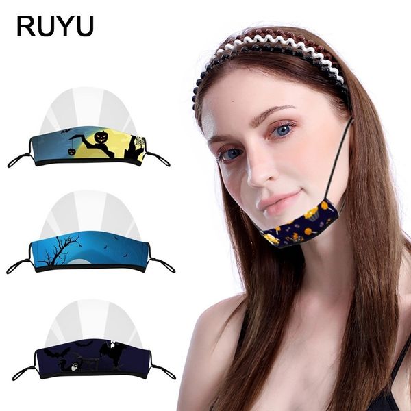 

halloween printed cotton pvc dust protection integrated washable lip mask