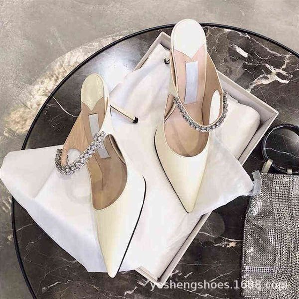 

2021 summer new women's shoes, high-heeled sandals, stiletto high-heeled rhinestone fashion slippers women y220224, Black