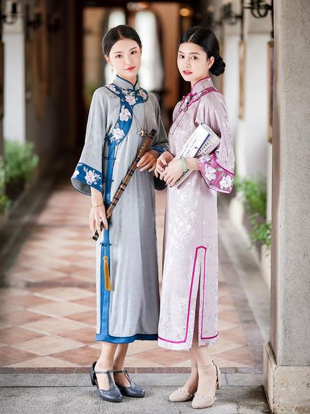 

republic of china embroidered cheongsam ethnic clothing, Red