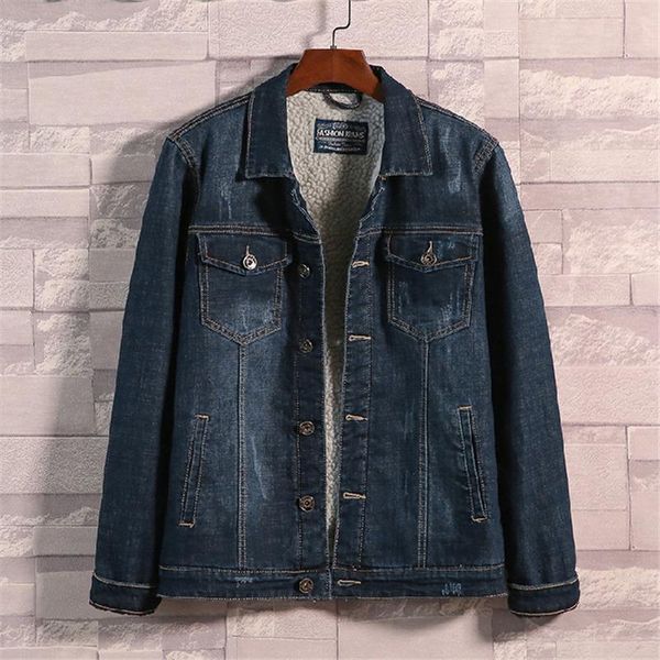 

men's jackets denim cotton jacket classic mens winter stretch plus velvet thicken cowboy coat handsome youth clothes, Black;brown