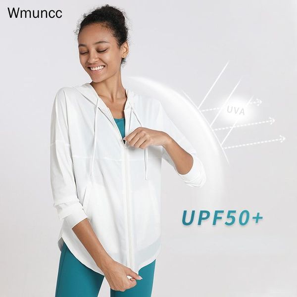 

yoga outfit wmuncc hooded sports shirt women long sleeve jacket anti-uv sunscreen fitness clothing breathable quick-dry