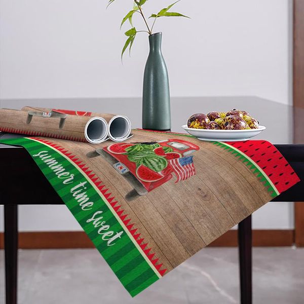 

mats & pads summer cartoon watermelon truck pattern rectangle linen placemats holiday rustic washable table mat for dining 12x18inch