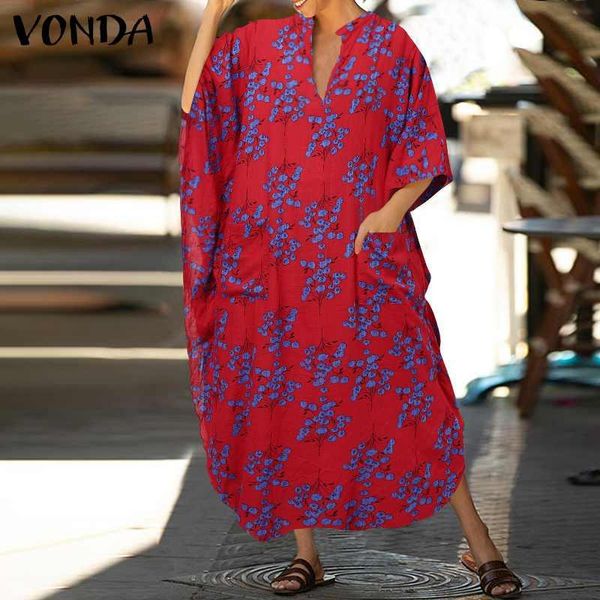 

s-5xl women dress vintage long sleeve irregular 2021 vonda female casual loose floral printed vestidos robe femme 5xl dresses, Black;gray