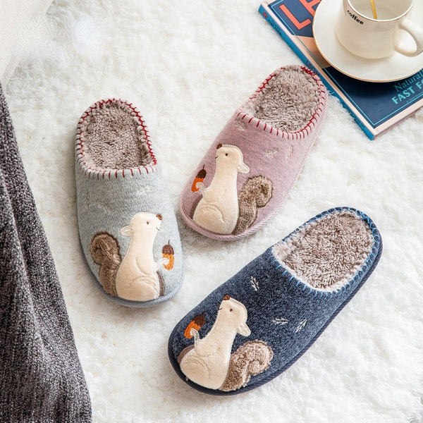 

autumn/winter 2022 home cartoon non-slip thick sole indoor warm plush baotou cotton slippers for men and women, Black