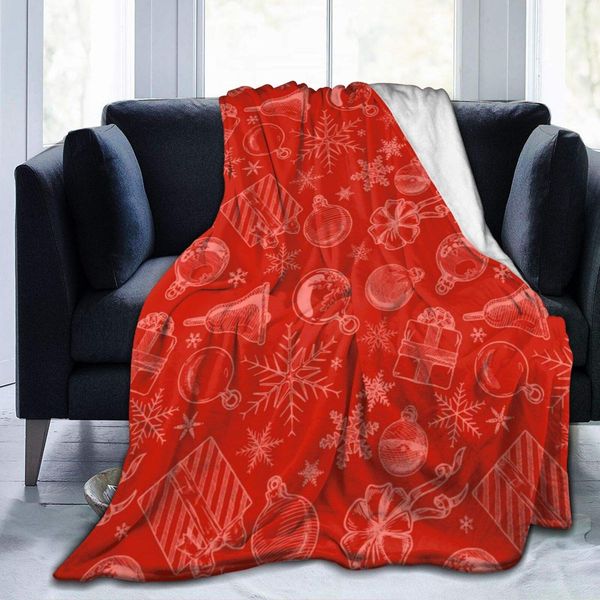 

blanket flannel fleece blanket hand drawn red seamless pattern with christmas elements lightweight super soft cozy bed blanket