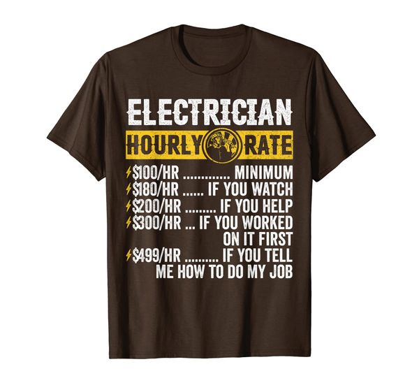 

funny vintage electrician apparel, hourly rate men t-shirt, White;black