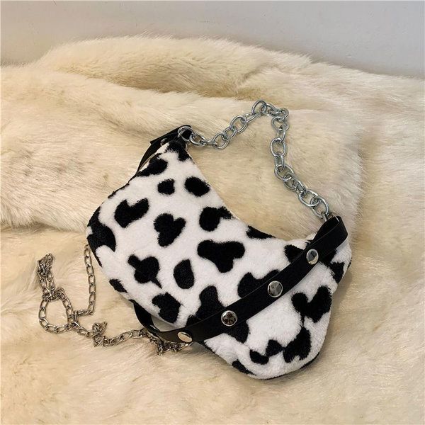 

on the autumn and winter furry cow chain bag women's 2021 wild shoulder messenger [february 11] cross body