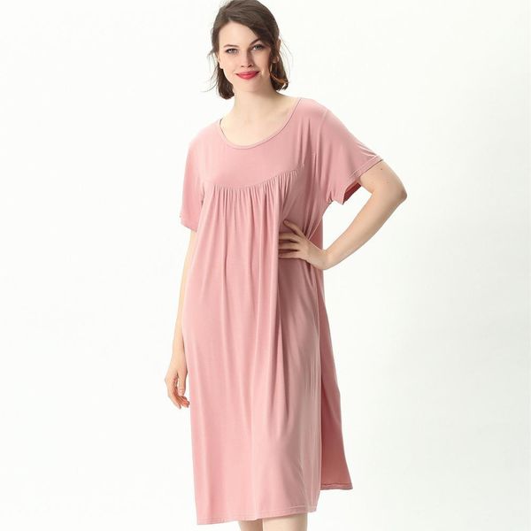 

summer short sleeve cotton nightgown women sleepwear nightie loose home dress lingerie nightdress large 2xl 7xl, Black;red