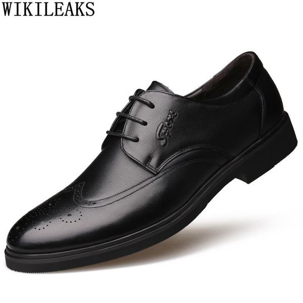 

formal brogue shoes men fashion oxford for dress leather office 2021 professional plus chaussure homme zapatos, Black