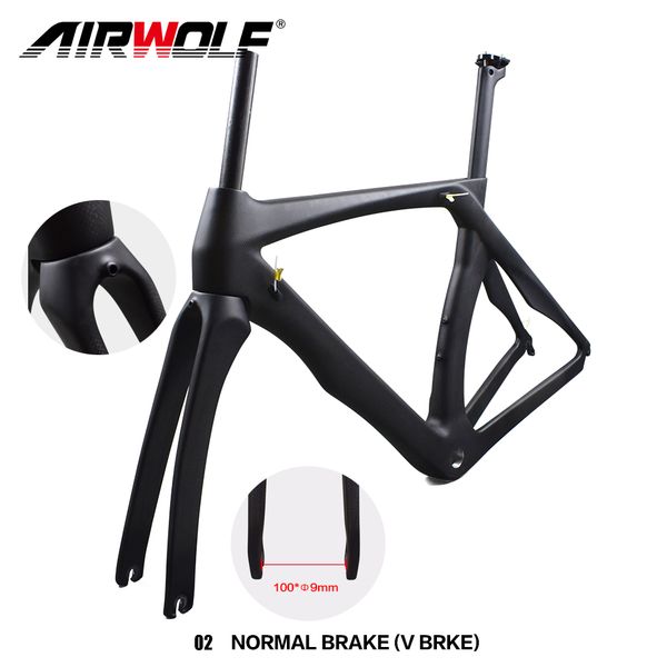 

airwolf carbon fiber road bikes frame fork seatpost bike frames racing bicycle frameset v/u brake 700*25c bsa xxs/xs/s/m/l/xl 2 years warran