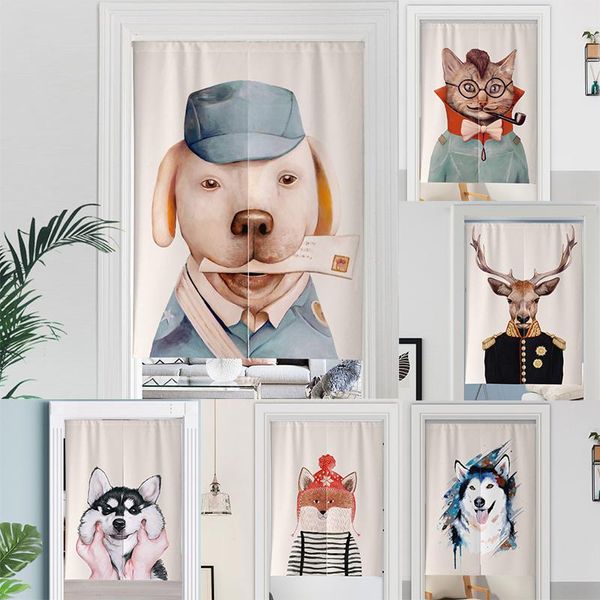 

curtain & drapes cartoon animal linen door shower bedroom cloth partition tube home decor blackout half panel