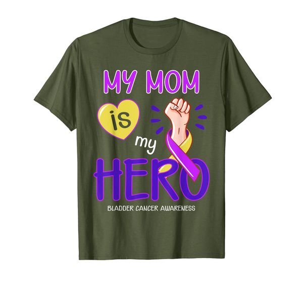 

my mom is my hero bladder cancer awareness shirt, White;black