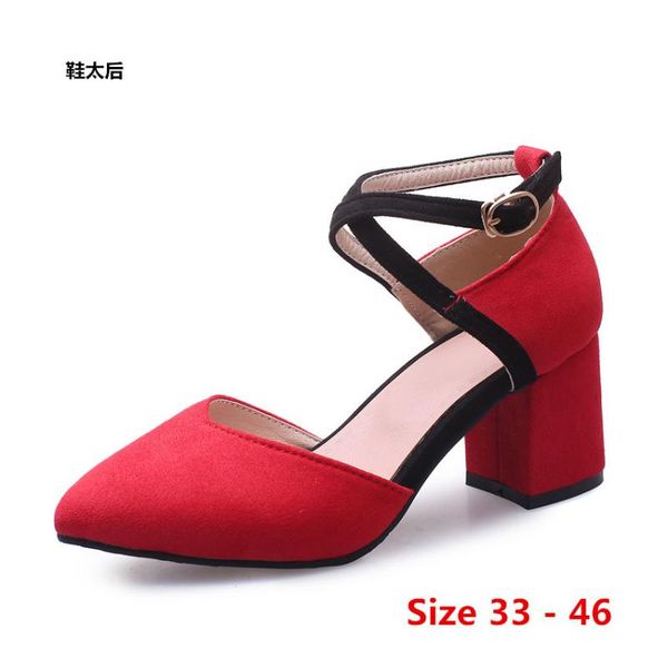 

dress shoes d'orsay high heels women scarpin sandals ladies heel woman pumps ankle strap small big size 33 - 46, Black