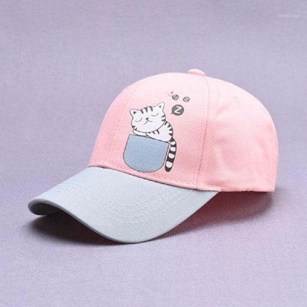 

summer children boy girl cute cat pinting baseball cap kids patchwork sun hat baby bonnet1, Yellow