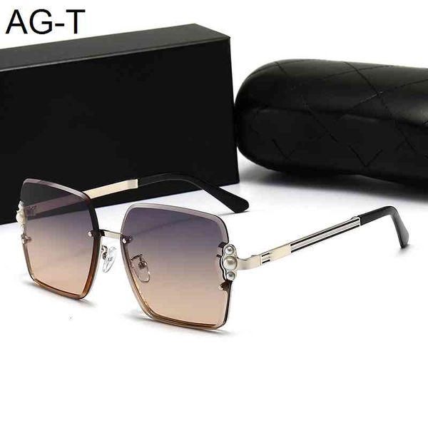 

2021 wholesale luxury sunglasses mens womens fashion glasseshalf frame 4 colors sports outdoor retro classic style with box, Black