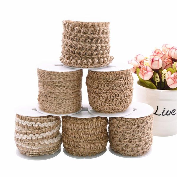 

party decoration 5m/7m/10m natural jute burlap hessian ribbon twine rope for wedding birthday gift wrapping supplies diy crafts