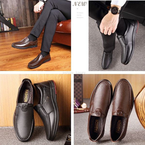 

men's leather shoes loafers elegant business father's gift 13, Black