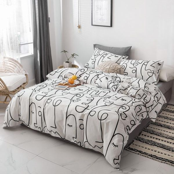 

bedding sets abstract printed set 100% cotton duvet cover home textile american style bed linen yellow summer