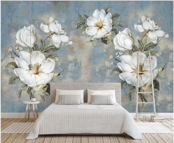 

3d po wallpaper custom mural vintage european oil painting white flowers home decor living room for walls 3 d wallpapers