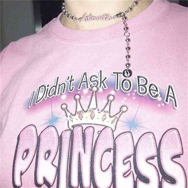 

-xsx i didn't ask to be a princess but if the crown fits pastel grunge aesthetic t-shirt 90s fashion 210512, White
