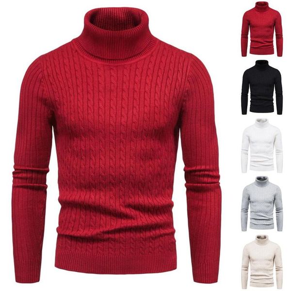 

men's sweaters mens winter turtleneck sweater solid color casual knitted long sleeve pullover, White;black