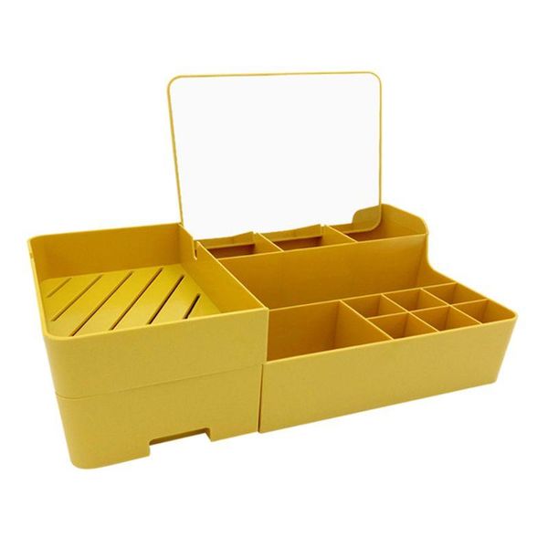 

makeup organizer with mirror for cosmetic capacity storage box boxes & bins