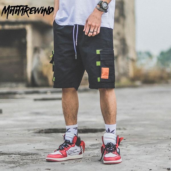 

harajuku shorts men hip hop cargo streetwear camouflage multi-pockets summer bermudas para hombre short pants men's, White;black